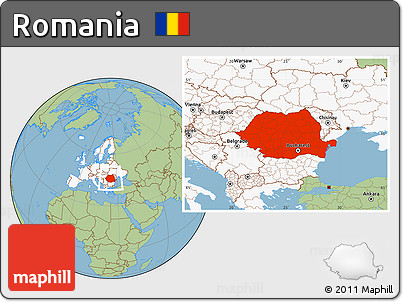 Savanna Style Location Map of Romania, highlighted continent