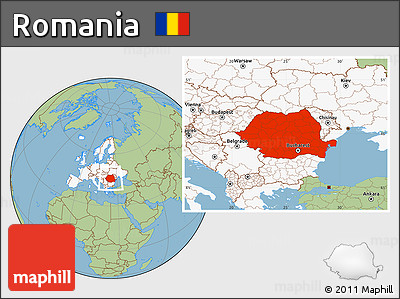 Savanna Style Location Map of Romania, highlighted continent