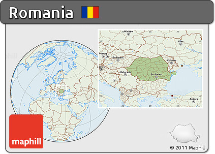 Savanna Style Location Map of Romania, lighten