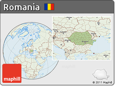 Savanna Style Location Map of Romania, lighten