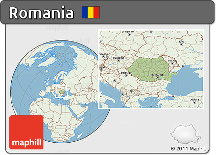 Savanna Style Location Map of Romania, lighten, land only