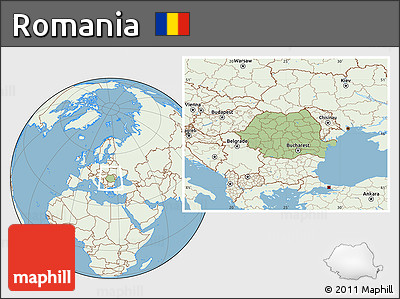 Savanna Style Location Map of Romania, lighten, land only