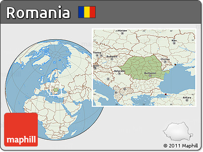 Savanna Style Location Map of Romania, lighten, land only