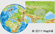 Savanna Style Location Map of Romania, physical outside
