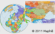 Savanna Style Location Map of Romania, political outside