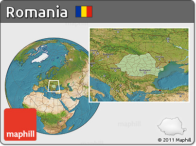 Savanna Style Location Map of Romania, satellite outside