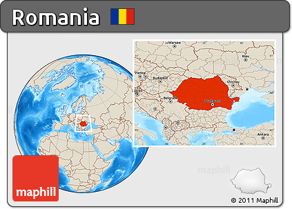 Shaded Relief Location Map of Romania
