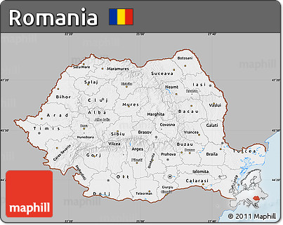 Gray Map of Romania, single color outside