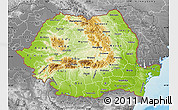 Physical Map of Romania, desaturated, land only