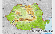 Physical Map of Romania, lighten, desaturated, land only