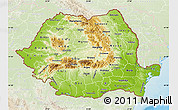 Physical Map of Romania, lighten, land only