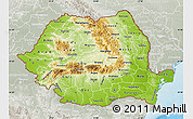 Physical Map of Romania, lighten, semi-desaturated, land only