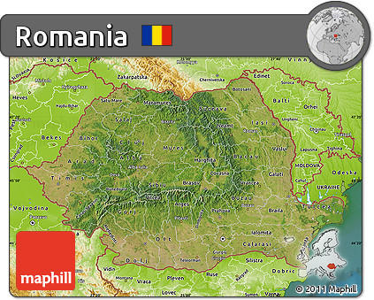 Satellite Map of Romania, physical outside, satellite sea
