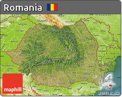 Satellite Map of Romania, physical outside, satellite sea