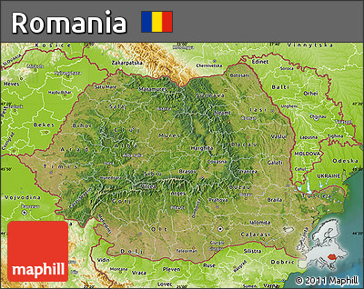 Satellite Map of Romania, physical outside, satellite sea