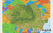 Satellite Map of Romania, political outside