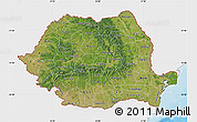 Satellite Map of Romania, single color outside, bathymetry sea, shaded relief sea