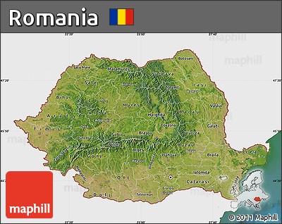 Satellite Map of Romania, single color outside