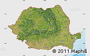 Satellite Map of Romania, single color outside, shaded relief sea
