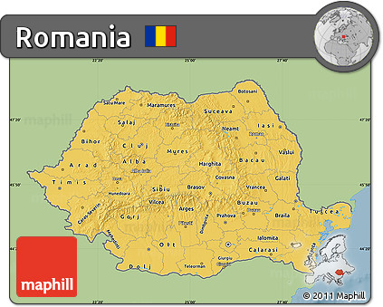 Savanna Style Map of Romania, single color outside
