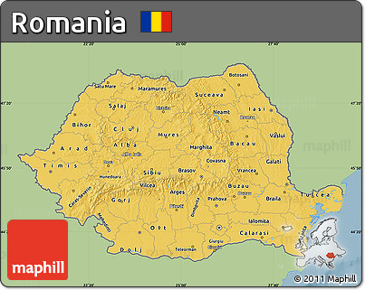 Savanna Style Map of Romania, single color outside