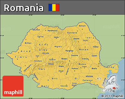 Savanna Style Map of Romania, single color outside
