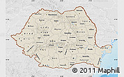 Shaded Relief Map of Romania, lighten, desaturated, land only