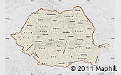 Shaded Relief Map of Romania, lighten, desaturated