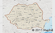 Shaded Relief Map of Romania, lighten, semi-desaturated, land only