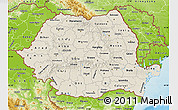 Shaded Relief Map of Romania, physical outside