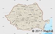 Shaded Relief Map of Romania, single color outside, bathymetry sea
