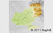Physical 3D Map of Mures, lighten, desaturated