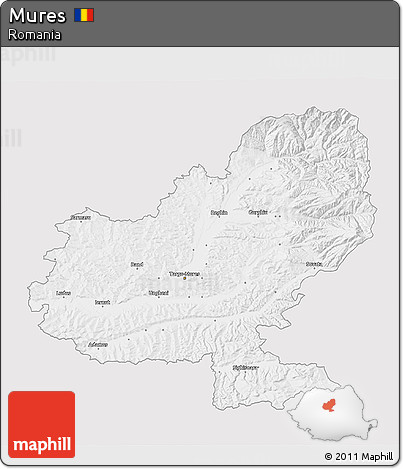 Silver Style 3D Map of Mures, single color outside