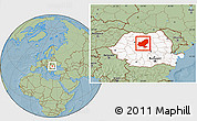 Savanna Style Location Map of Mures, highlighted country, hill shading