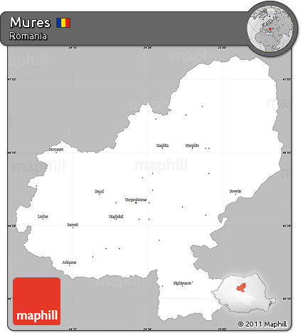 Gray Simple Map of Mures, single color outside