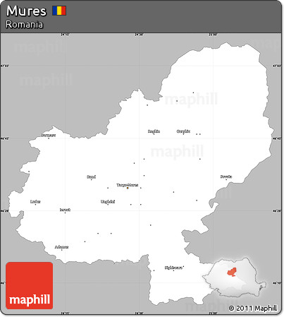 Gray Simple Map of Mures, single color outside
