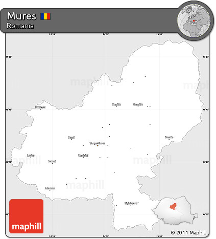 Silver Style Simple Map of Mures, single color outside