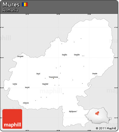 Silver Style Simple Map of Mures, single color outside