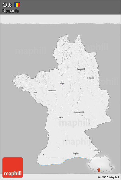 Gray 3D Map of Olt, single color outside
