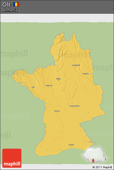 Savanna Style 3D Map of Olt, single color outside