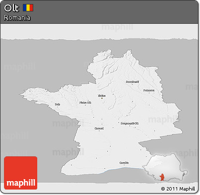 Gray Panoramic Map of Olt, single color outside