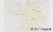 Shaded Relief Panoramic Map of Olt, lighten, semi-desaturated