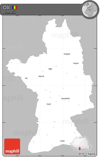 Gray Simple Map of Olt, single color outside
