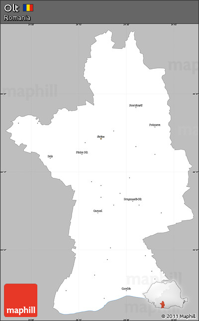 Gray Simple Map of Olt, single color outside
