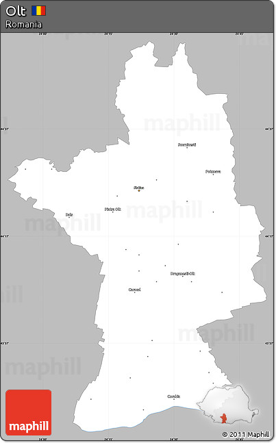 Gray Simple Map of Olt, single color outside