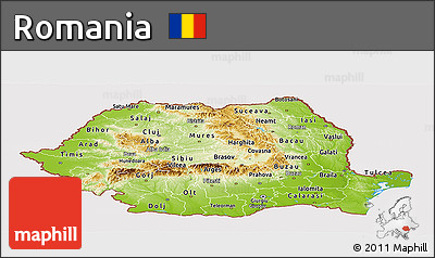 Physical Panoramic Map of Romania, cropped outside