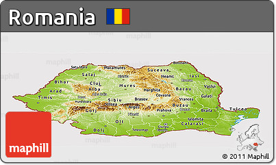 Physical Panoramic Map of Romania, cropped outside