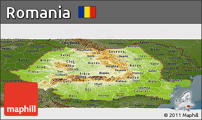 Physical Panoramic Map of Romania, darken