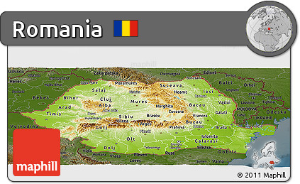 Physical Panoramic Map of Romania, darken