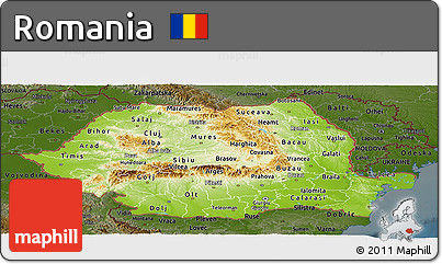 Physical Panoramic Map of Romania, darken